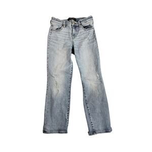 Liverpool Jeans Women's 4/27 Straight Crop Light Wash Factory Light Distressing